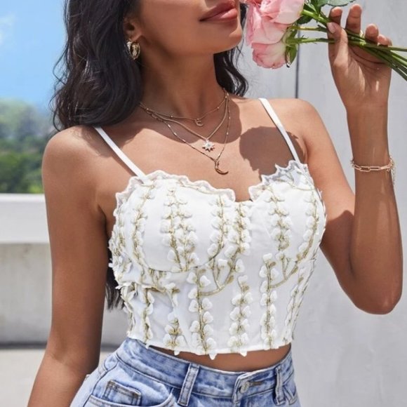 Embroidery Bustier Cami Top - Picture 2 of 6